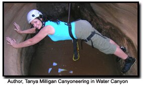 Author Tanya, with friend Alex canyoneering in Zion.